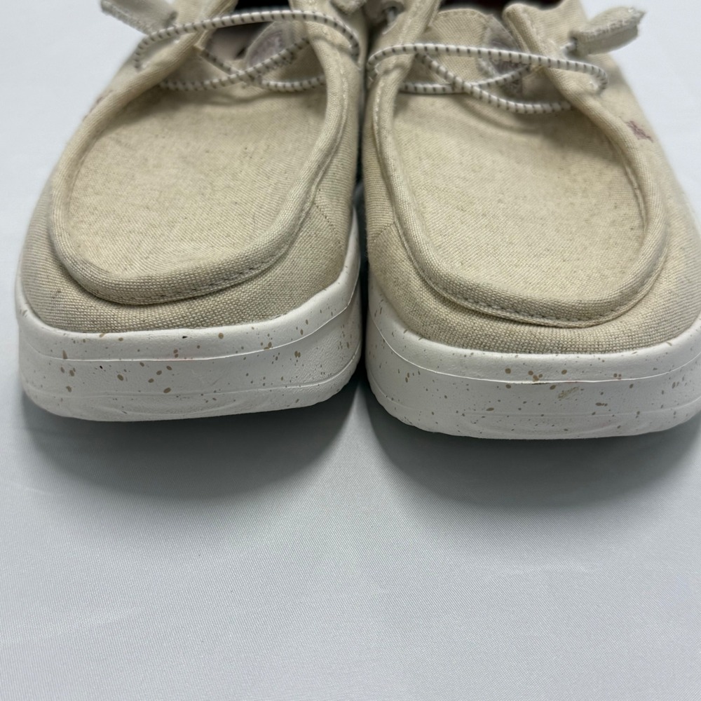Hey Dude Wendy Peak Chambray Cream Platform Slip On Shoes Womens 9 Casual Light - Picture 3 of 8
